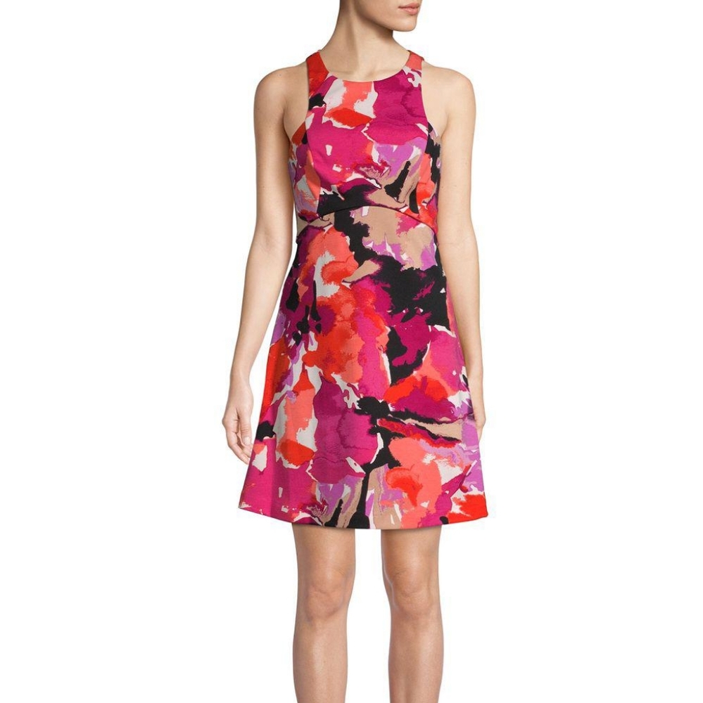 Trina Turk Robles Watercolor Dress Size 14 Red